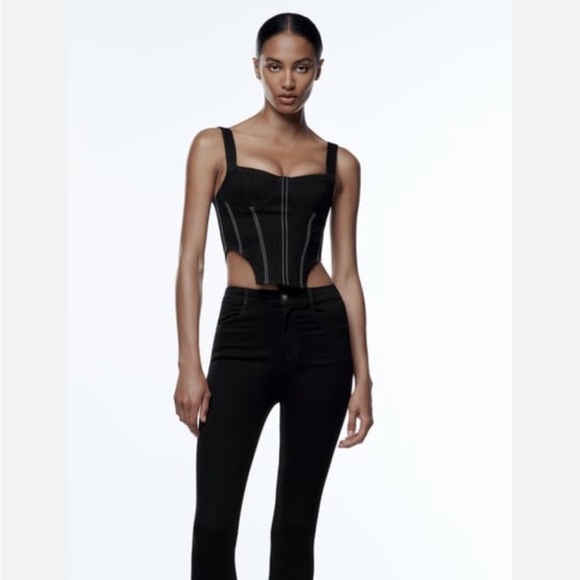 Zara Black Top with White Stitching - Picture 6 of 16